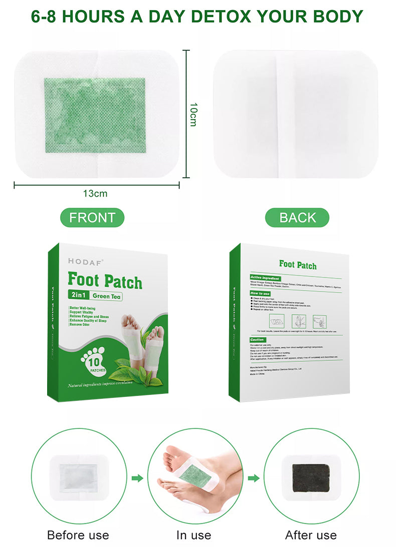 2-in-1 Natural Bamboo Vinegar Deep Cleansing Detox Foot Pads (5 Scents - 30 Pads/Box)