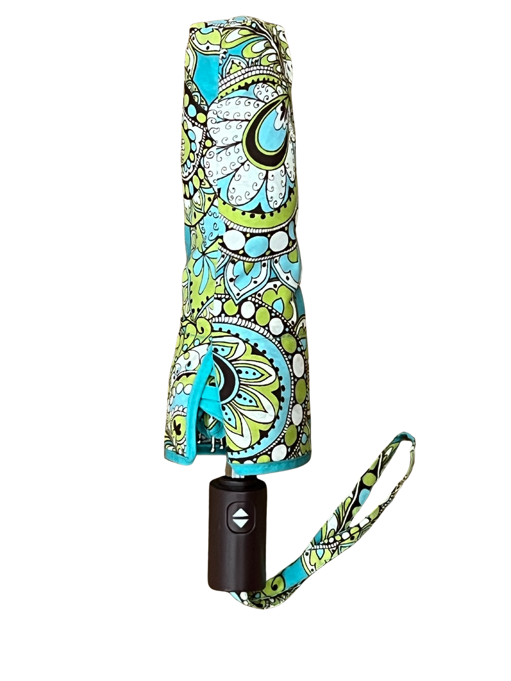 Vera Bradley Umbrella Auto Open Peacock Pattern Teal Blue Lime Compact Rain 38"