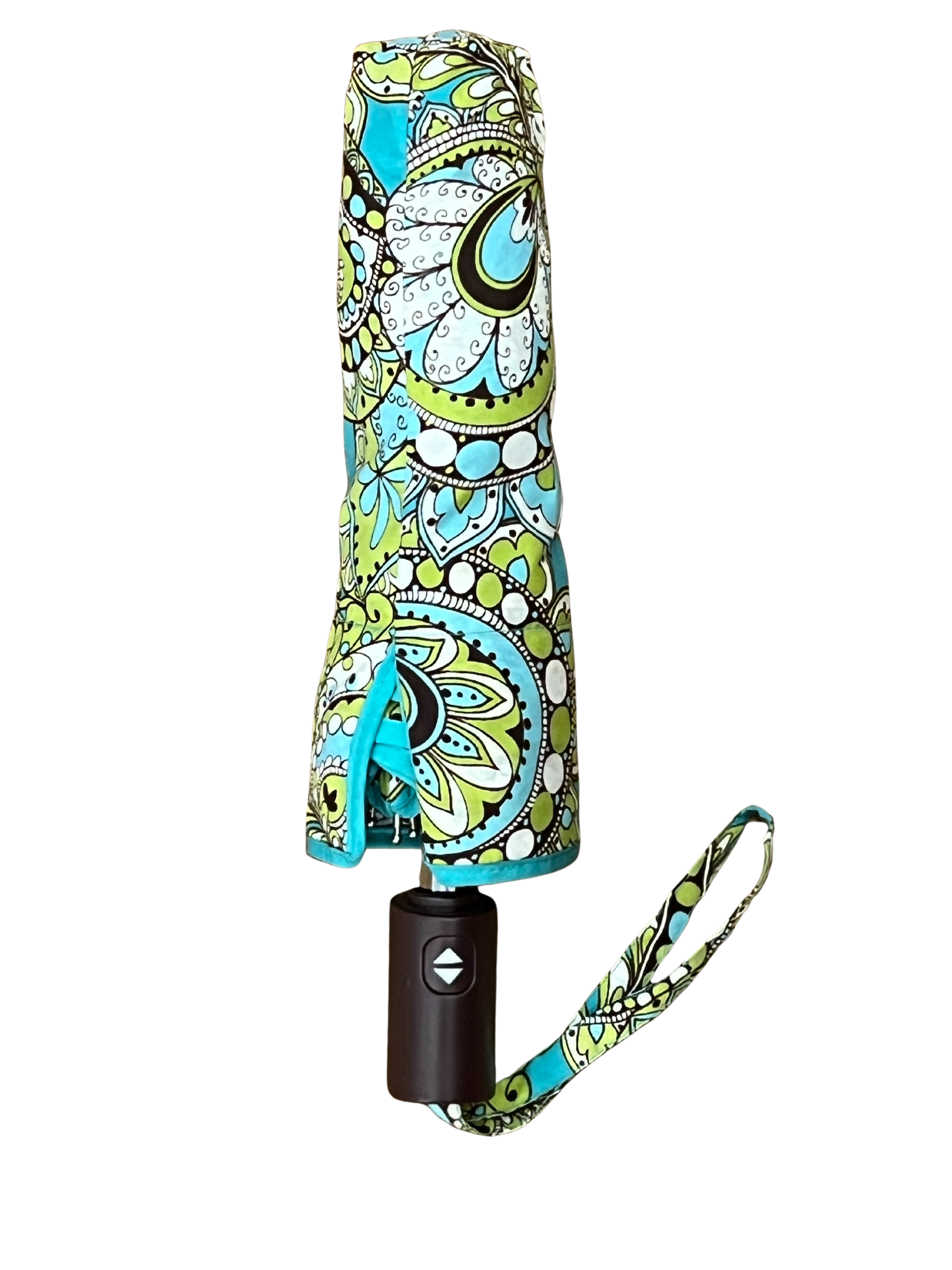 Vera Bradley Umbrella Auto Open Peacock Pattern Teal Blue Lime Compact Rain 38"