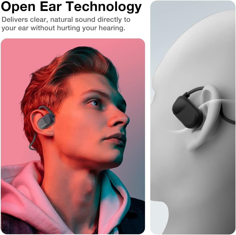 Purity Air Open Ear Bluetooth Headphones & UNU 15000mAh Powerbank Duo - IPX5 Waterproof Wireless Sports Earbuds with Dual Mic, 6H Battery Life, Air Conduction Technology for Running, Cycling & Workouts (Black)