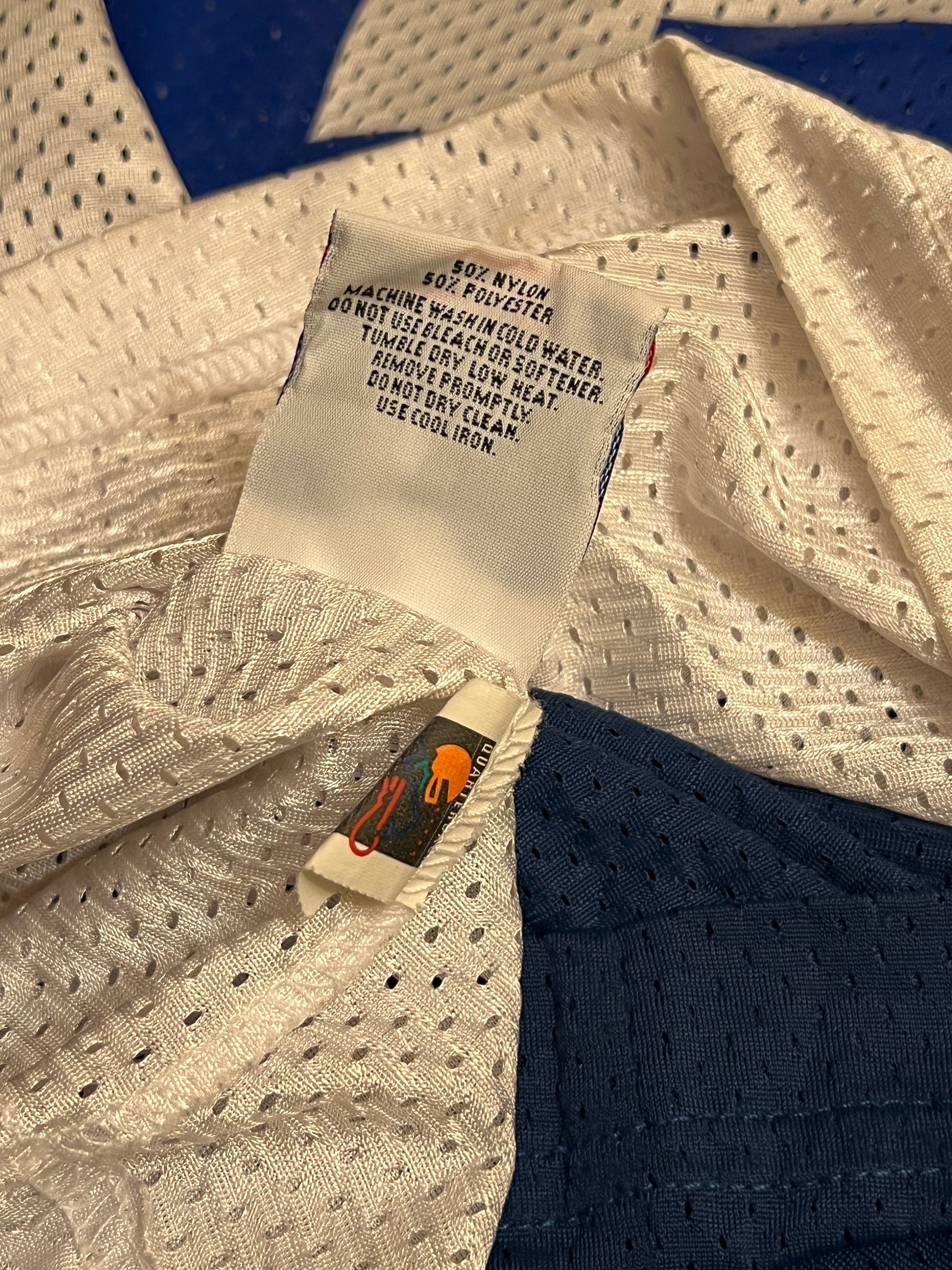 Iconic 90s Vintage Dallas Cowboys Emmitt Smith #22 Starter Jersey - White/Blue Mesh (Size 48/L)