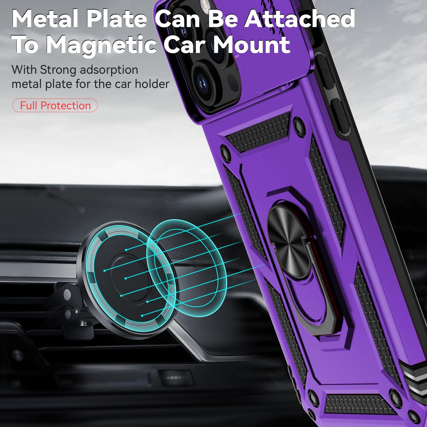 iPhone 13 Pro Max 360° Protection Kit – Rugged Case + Shockproof Screen Protector (Purple)