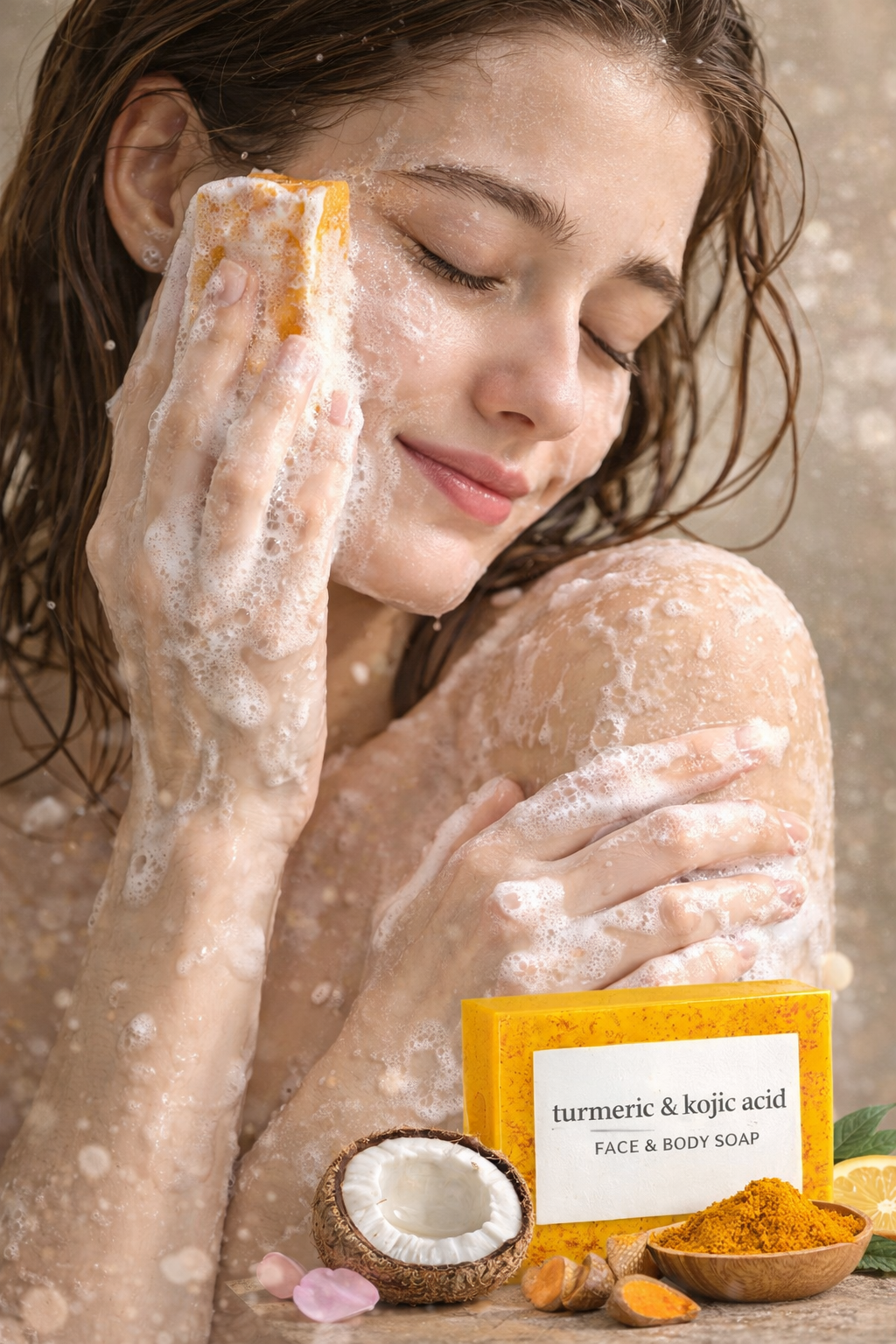 Ultimate 3-Piece Turmeric & Kojic Acid Skincare Bundle - 2 Brightening Facial Cleansers + 1 Face & Body Soap