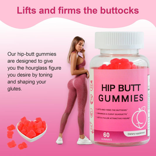 Hip Butt Gummies Butt Enhancing Gummy Supplement for Women – 60 Count