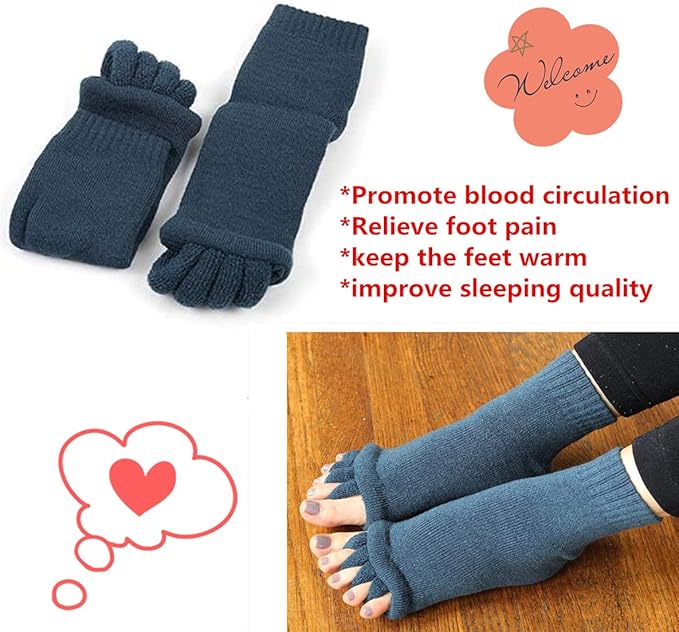 Set of 5-Toe Socks and Bunion Corrector Pads for Pain Relief and Toe Alignment