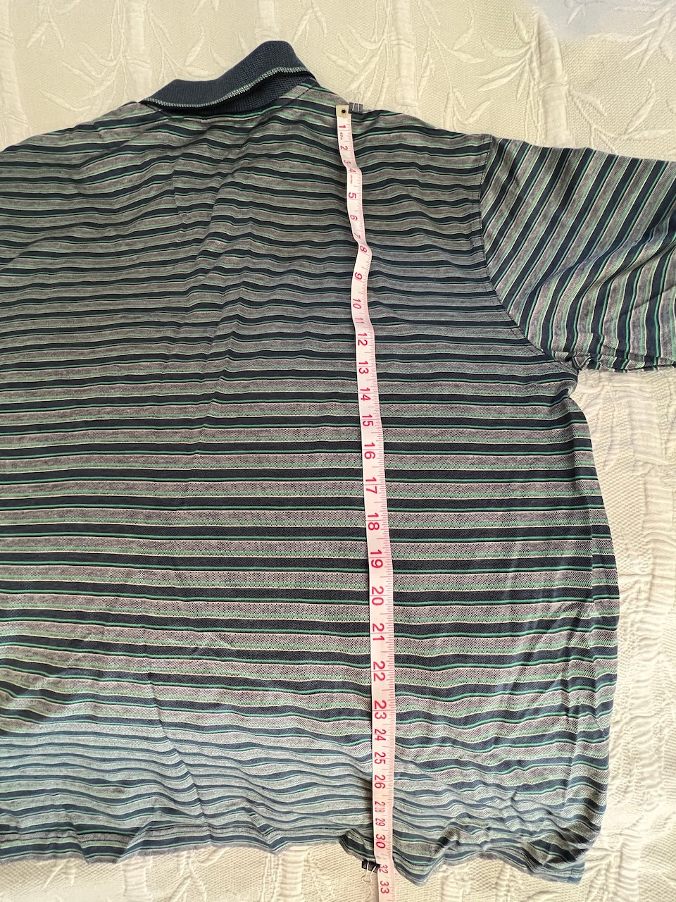 Ashworth NWT Vintage Signature Striped Polo | Double Mercerized Cotton | Blue, Green & White (Men's Large)