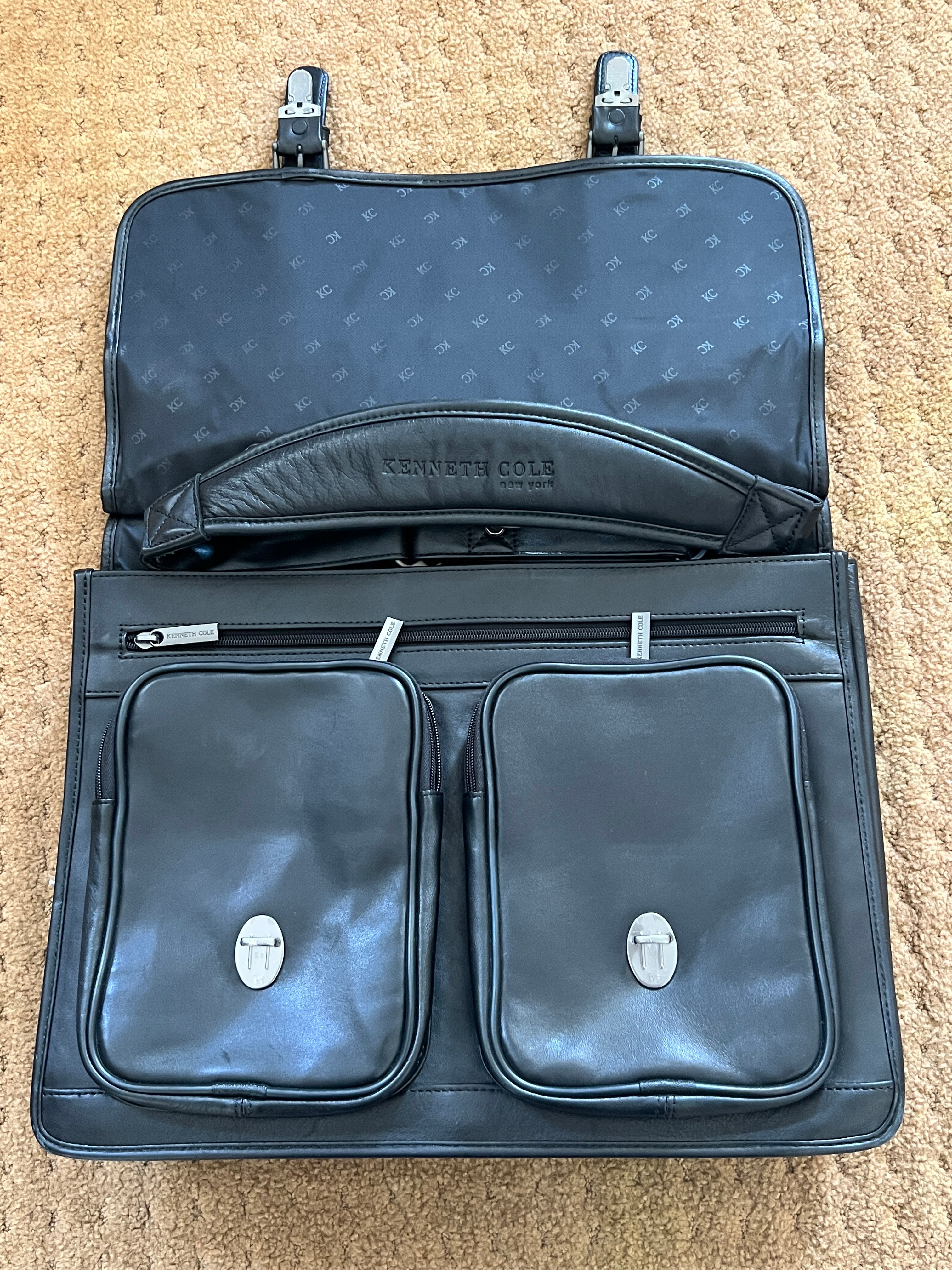 Kenneth Cole New York Large Black Leather Briefcase (Vintage Early 2000s)