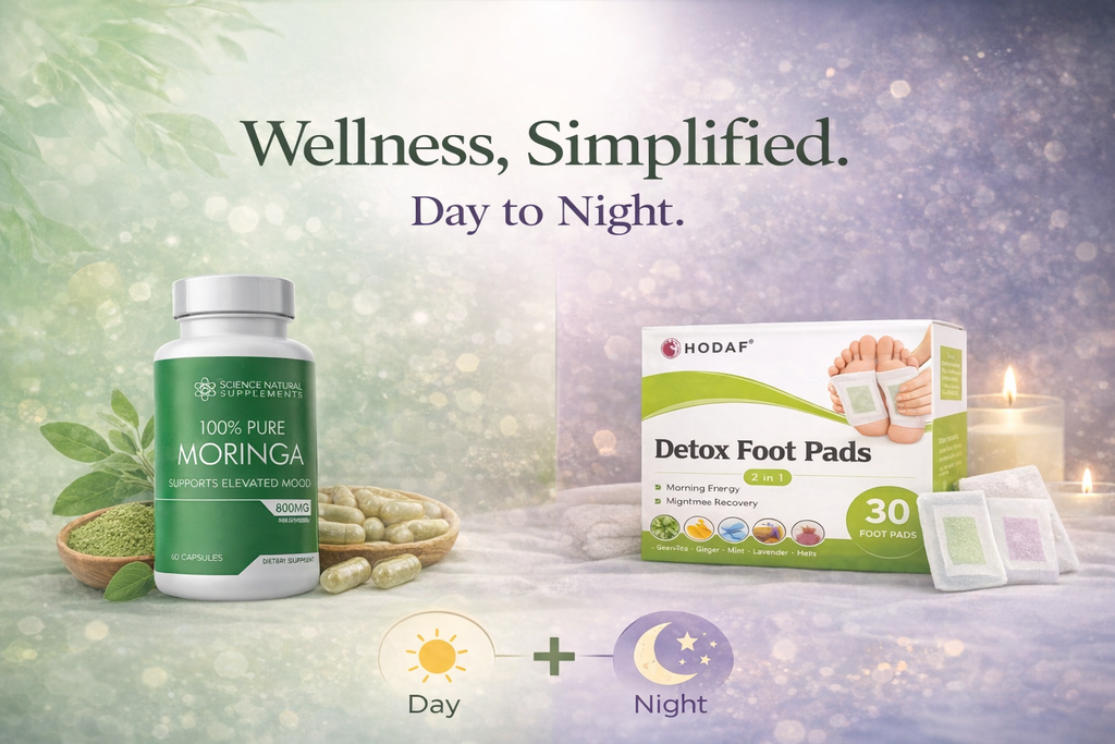 The Ultimate Daily Reset Duo: Moringa Capsules + HODAF Detox Foot Pads
