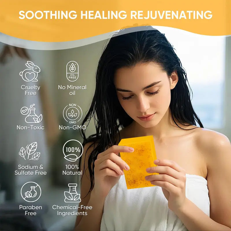 Deep Cleansing Turmeric & Kojic Acid Skin Brightening Soap for Dark Spots, Acne & Scars, Natural Skin Brightening Face & Body Cleanser, 2-Pack
