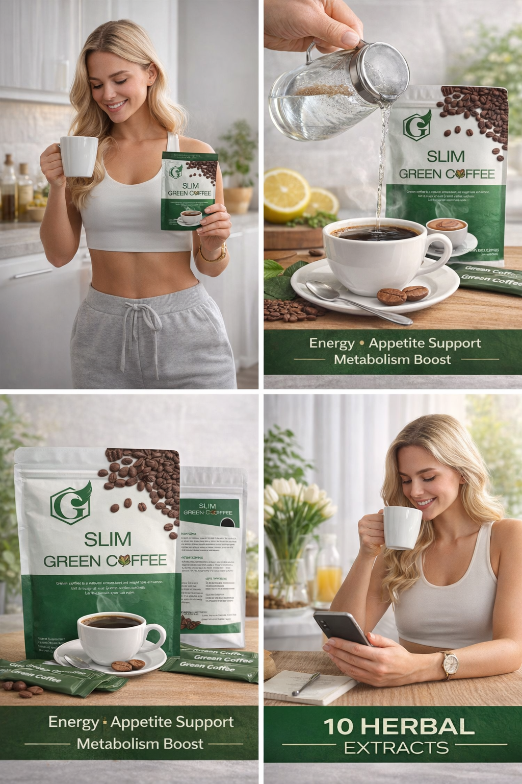 Slim Green Coffee Weight Loss Herbal Supplement | 14 Sachets | Energy Boost