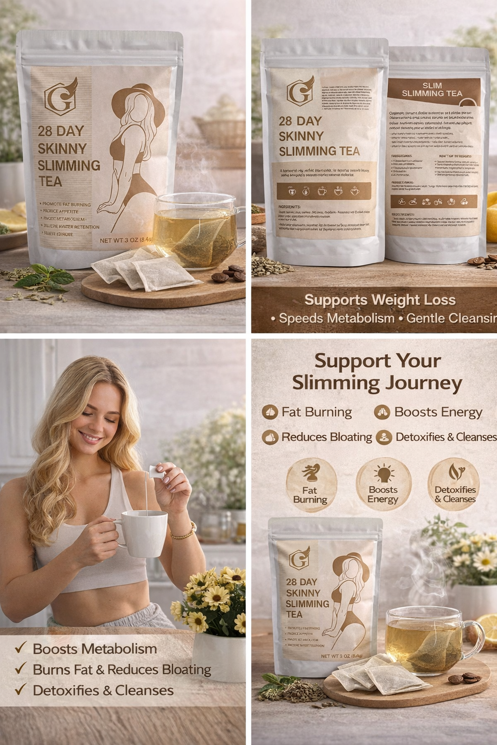 28 Day Slimming Tea • Herbal Detox, Metabolism & Bloating Support • Vegan, Sugar Free