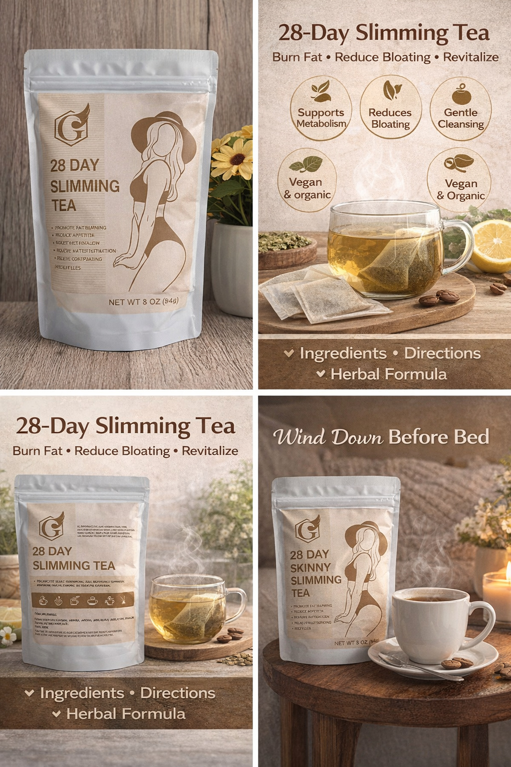 28 Day Slimming Tea • Herbal Detox, Metabolism & Bloating Support • Vegan, Sugar Free