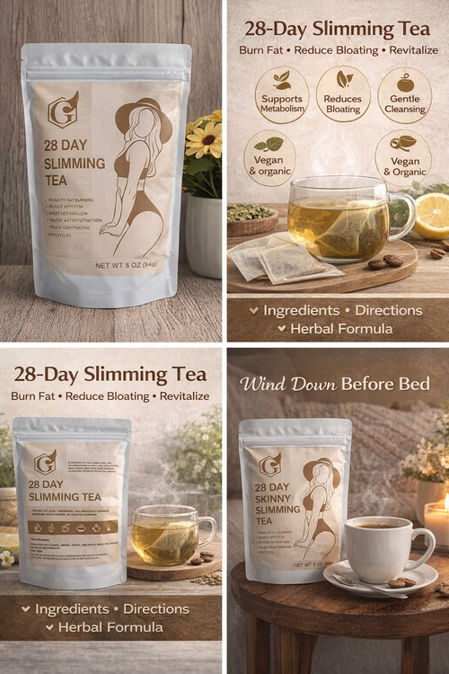 28 Day Slimming Tea • Herbal Detox, Metabolism & Bloating Support • Vegan, Sugar Free