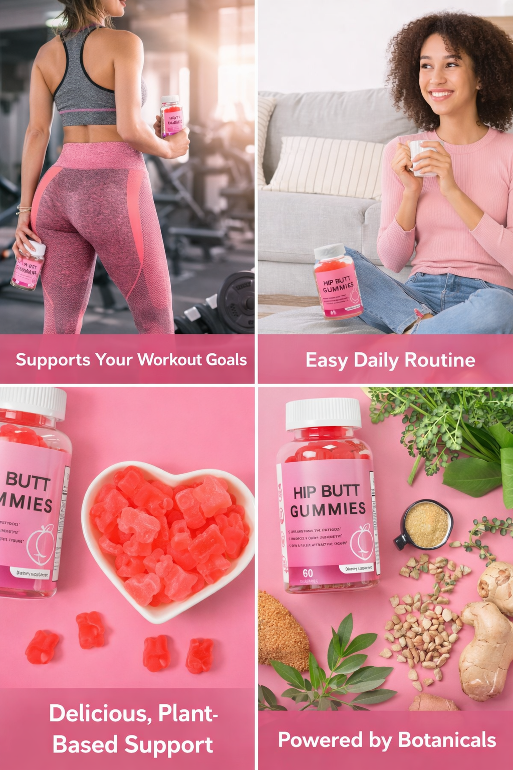 Hip Butt Gummies for Women – Vegan Curves, Booty Lift & Shape Support (60 Gummies)