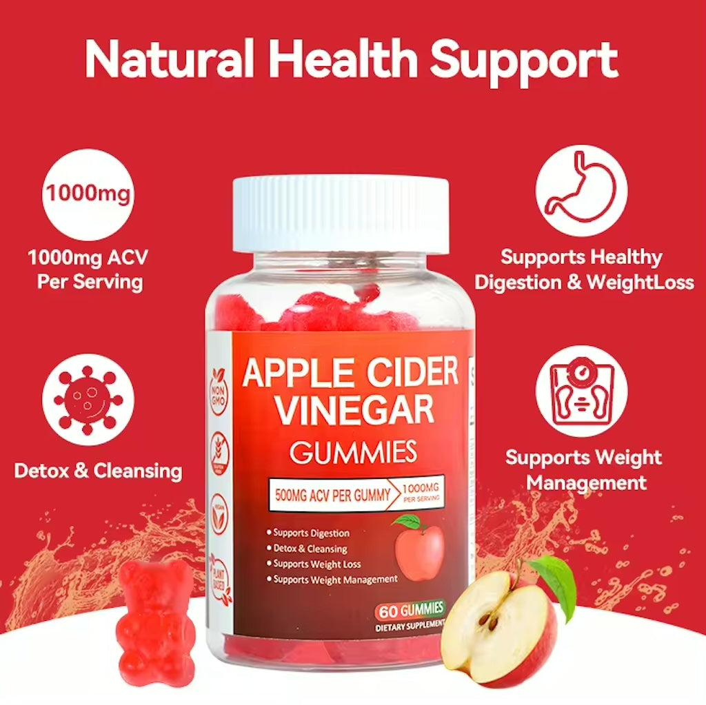 Apple Cider Vinegar Gummies for Weight Loss Digestion Weight Management with Vitamins B9 and B12 – 60 Count