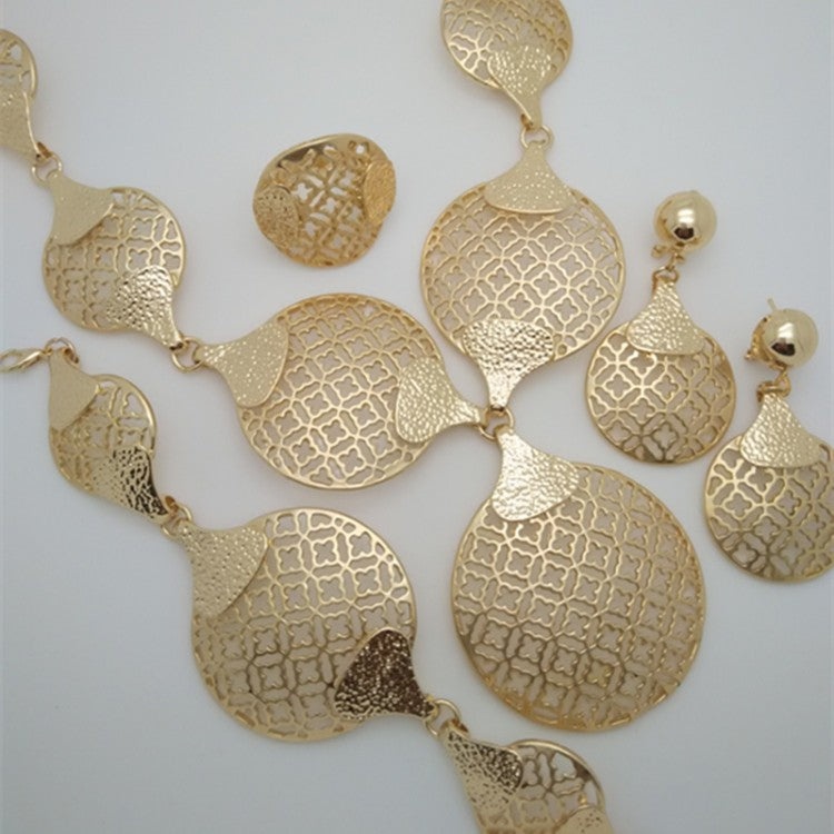 Designer-Inspired Egyptian African Women’s Bridal Necklace 4 Piece Set (Gold)