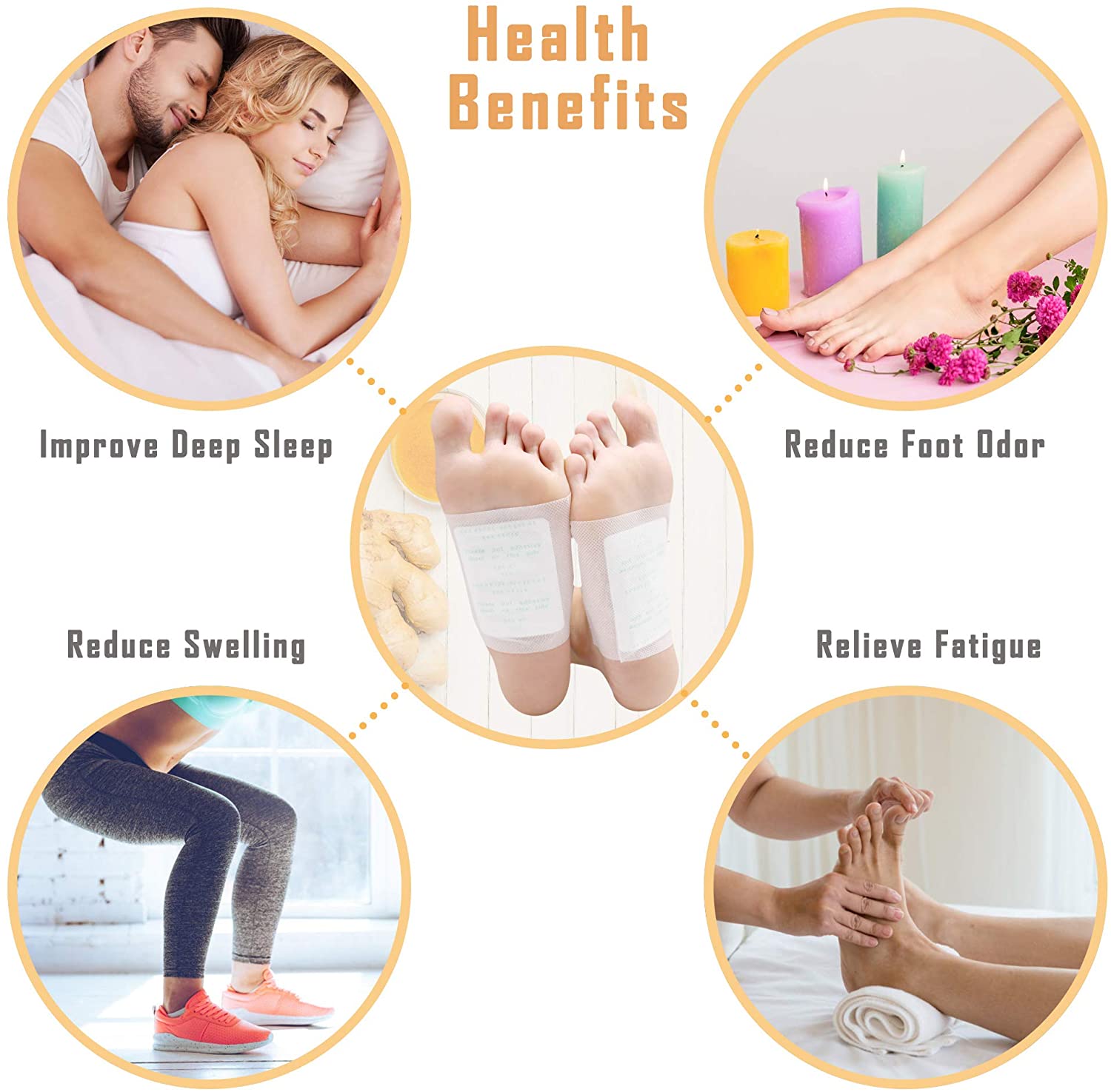 2-in-1 Natural Bamboo Vinegar Deep Cleansing Detox Foot Pads (5 Scents - 30 Pads/Box)
