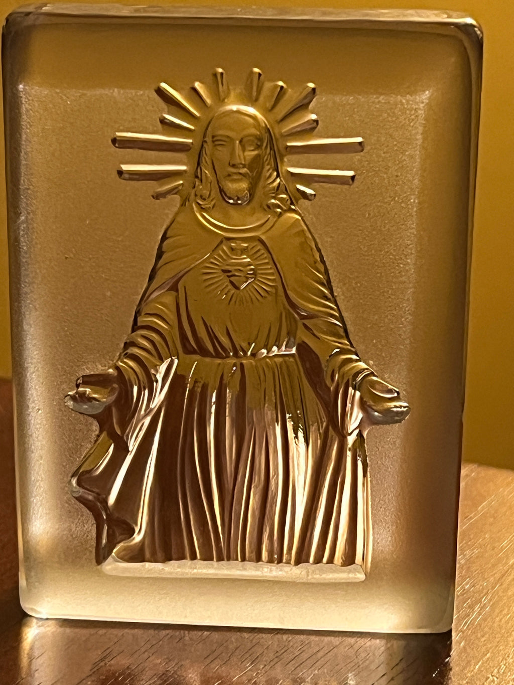 3 Pc Catholic RCIA OCIA Gift Set Vintage Glass Sacred Heart Praying Hands Crucifix