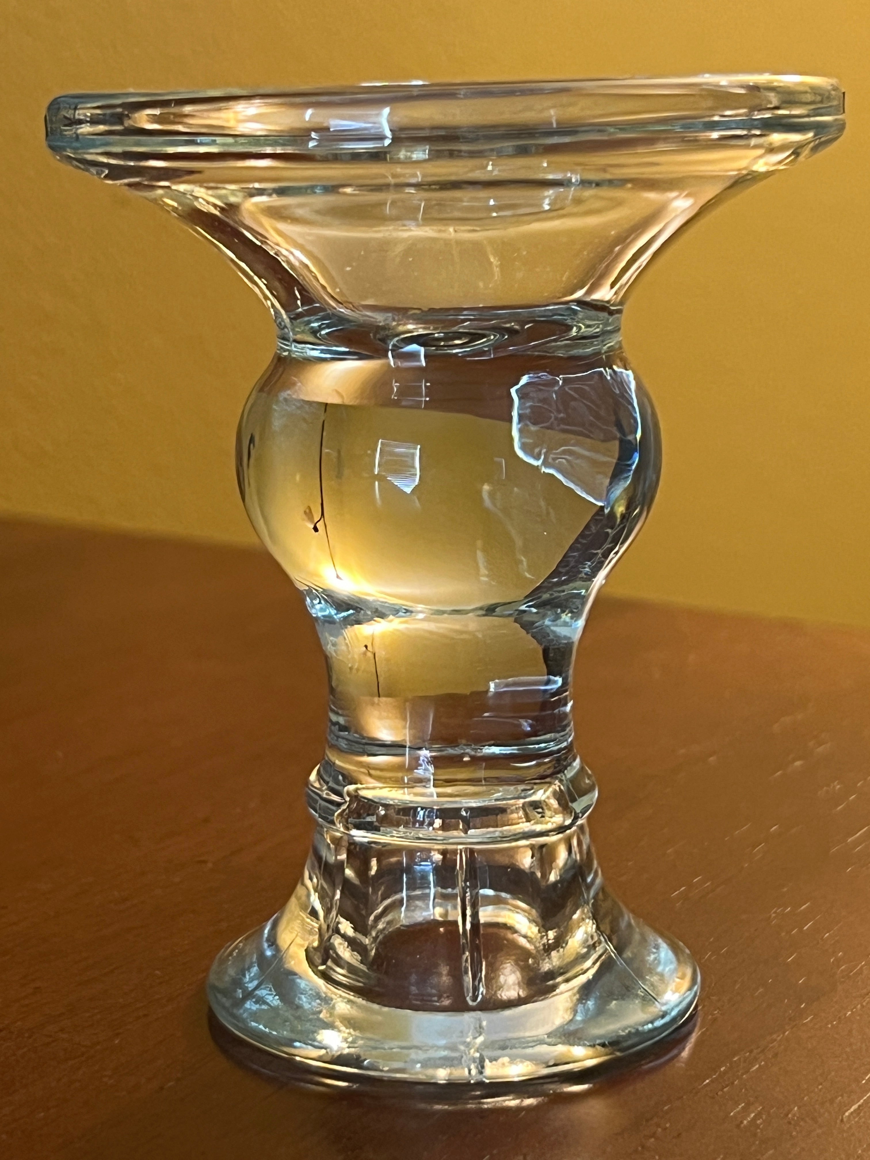 Vintage Clear Glass Dual-Purpose Candle Holder | Nordic Style Reversible Pillar & Taper Candlestick