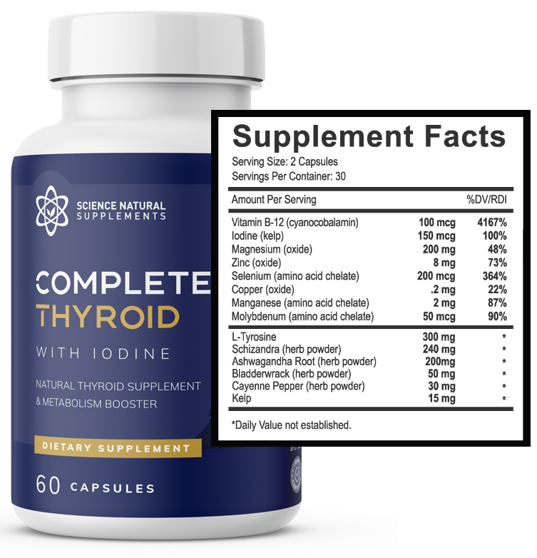 Science Natural Supplements Complete Thyroid with Iodine, 60 Capsules