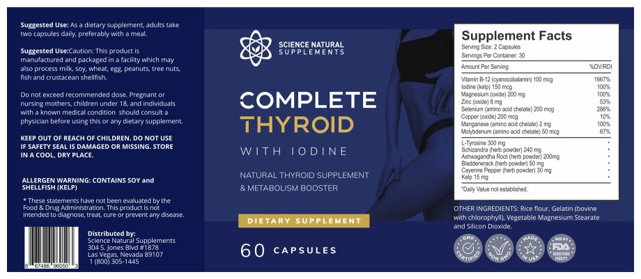 Science Natural Supplements Complete Thyroid with Iodine - (60 Veggie Capsules)