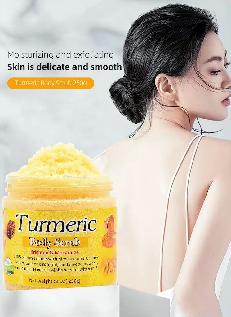 Turmeric Body Scrub Dead Sea Salt Scrub Gentle Moisturizing and Exfoliating Body Scrub Exfoliation Skin Whitening Deep Cleansing, 8oz