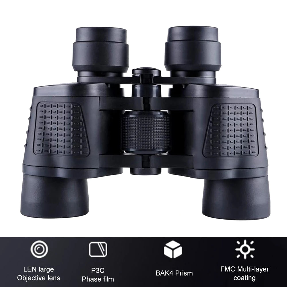Waterproof Premium 80x80 HD Military Zoom Binoculars - Compact High-Power Binoculars with BAK4 Prism & FMC Coating for Bird Watching, Sports, Travel, Hunting, Theater, Concerts - Complete Kit with Carrying Case