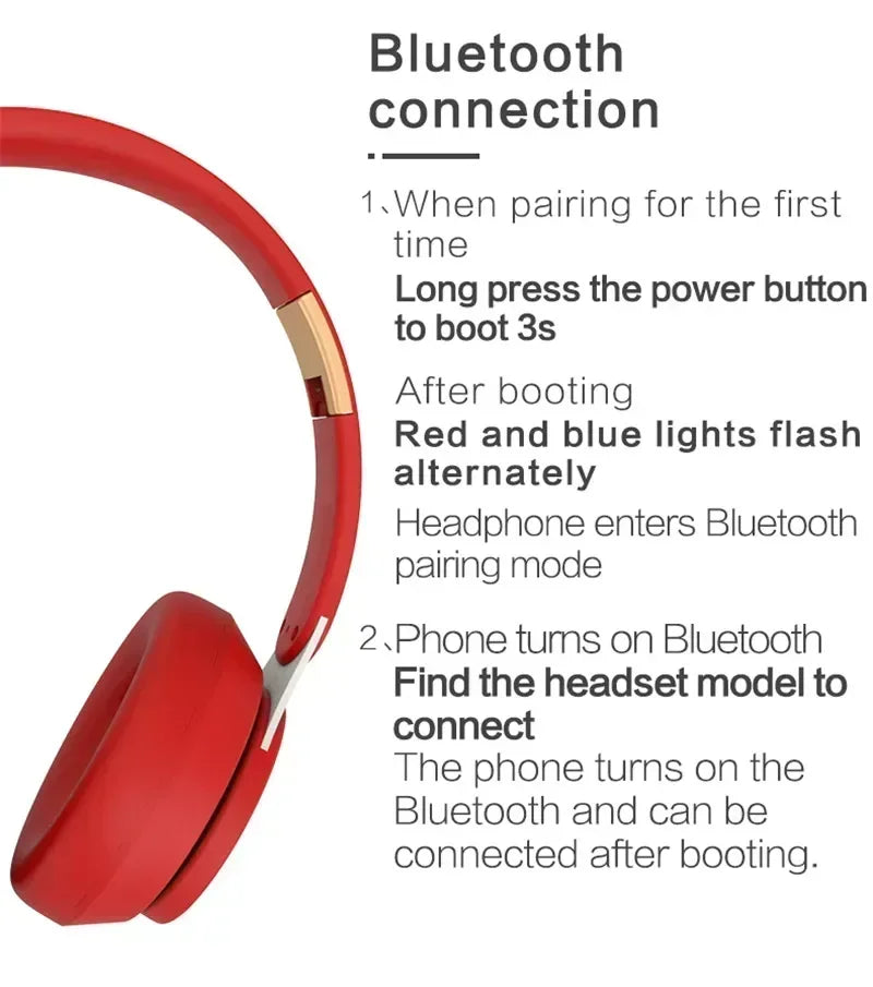 XBass Wireless Over-Ear Headphones with Mic - Active Noise Cancelling Bluetooth 5.3 Headset for Work, Gym, Travel, & Music, 300-Hour Standby Time & Fast Charging (Red)