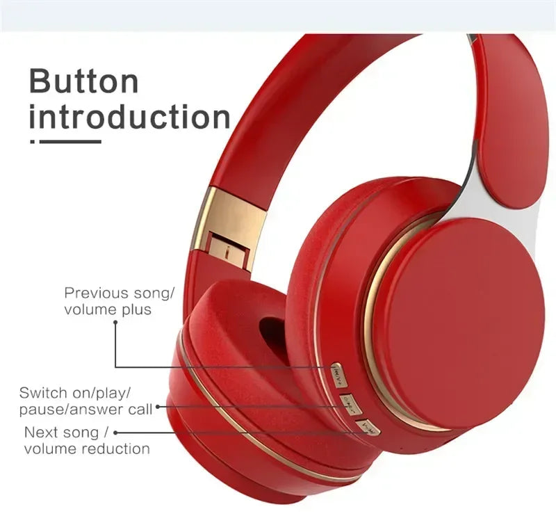 XBass Wireless Over-Ear Headphones with Mic - Active Noise Cancelling Bluetooth 5.3 Headset for Work, Gym, Travel, & Music, 300-Hour Standby Time & Fast Charging (Red)