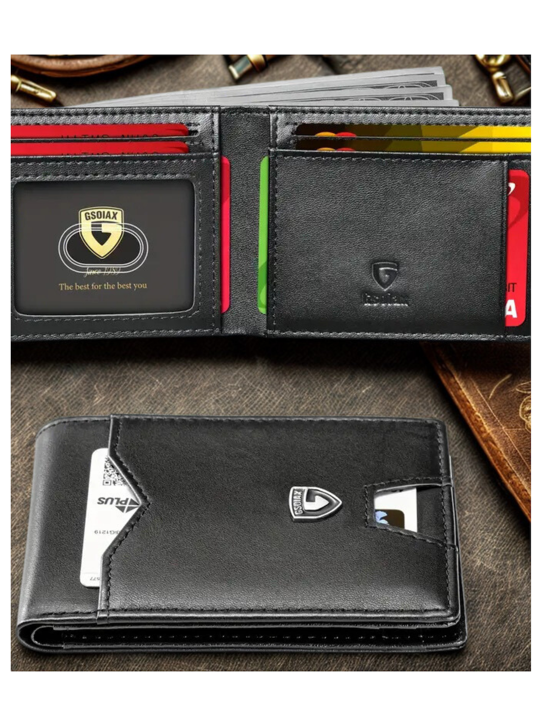 Ultra Slim RFID Blocking Carbon Fiber Wallet for Men – Minimalist Bifold, 11 Card Slots, Durable Microfiber Leather, Gift Box – Compact Credit Card Holder, Stylish Black – Perfect Gift for Dad, Husband, Son, Boyfriend, Friend