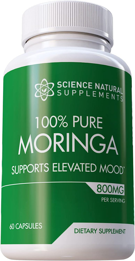 Science Natural Supplements Moringa Leaf Capsules - Moringa Powder Capsules with Essential Vitamins and Antioxidants - Moringa Capsules for Brain Support - (60 Count)