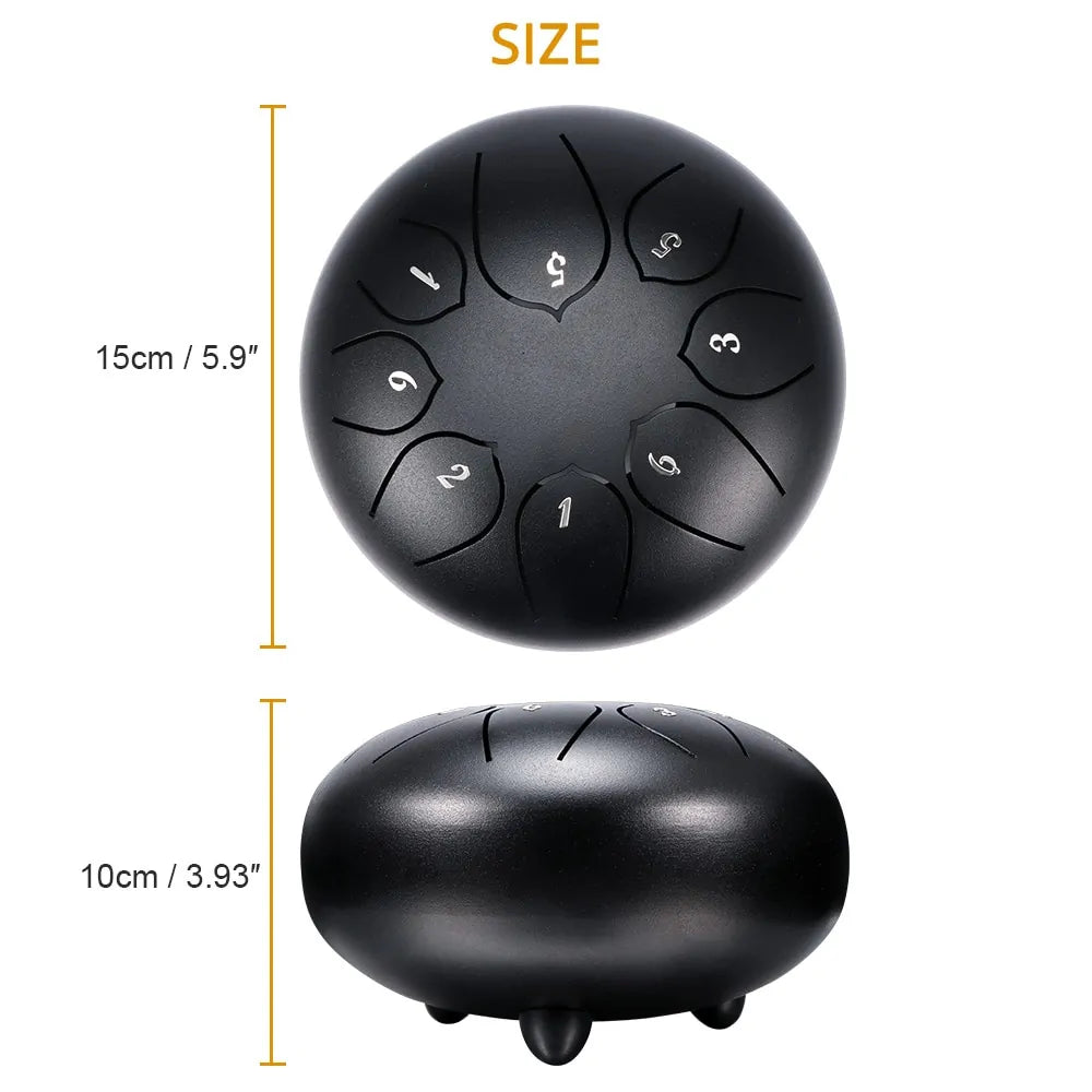 Portable Steel Tongue Drum Set - 6 Inch, 8 Notes (Ethereal Sound)