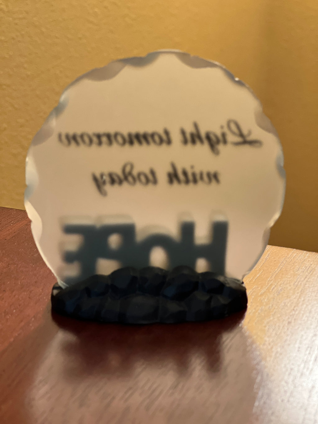"Light Tomorrow with Today" HOPE Inspirational Glass Plaque | Motivational Desk Decor