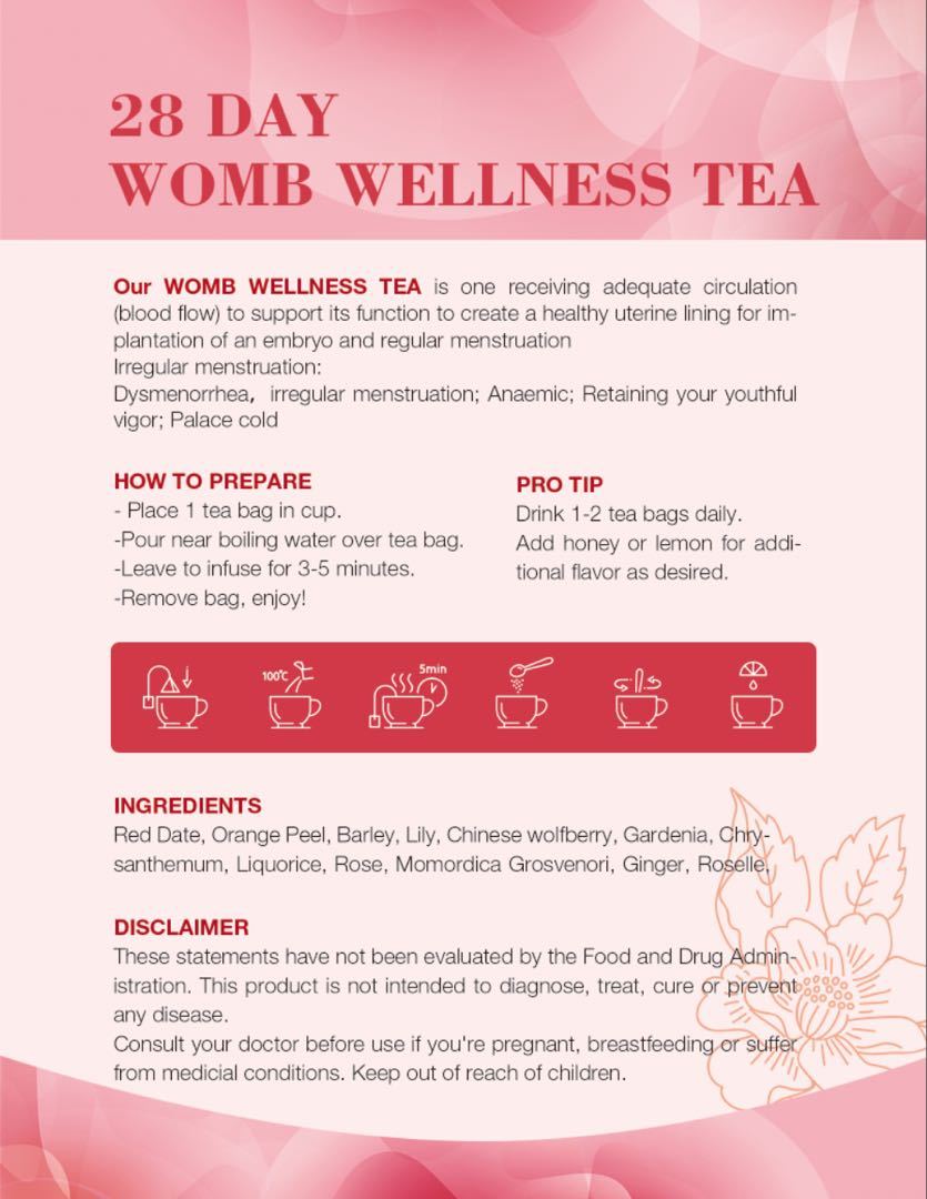 28-Day Womb Wellness Tea (Womb Detox Tea) - Herbal Tea Supplement