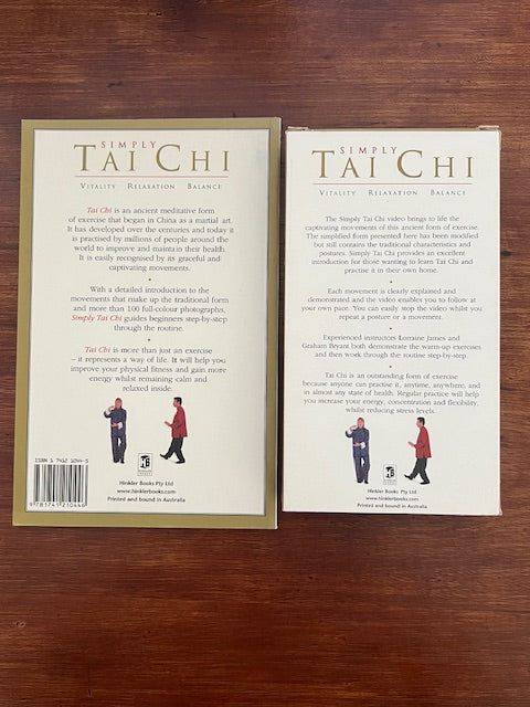 Vintage SIMPLY TAI CHI! Book & NTSC VHS Tape Set | Vitality, Relaxation, Balance Program by Graham Bryant & Lorraine James | NEW/Never Used