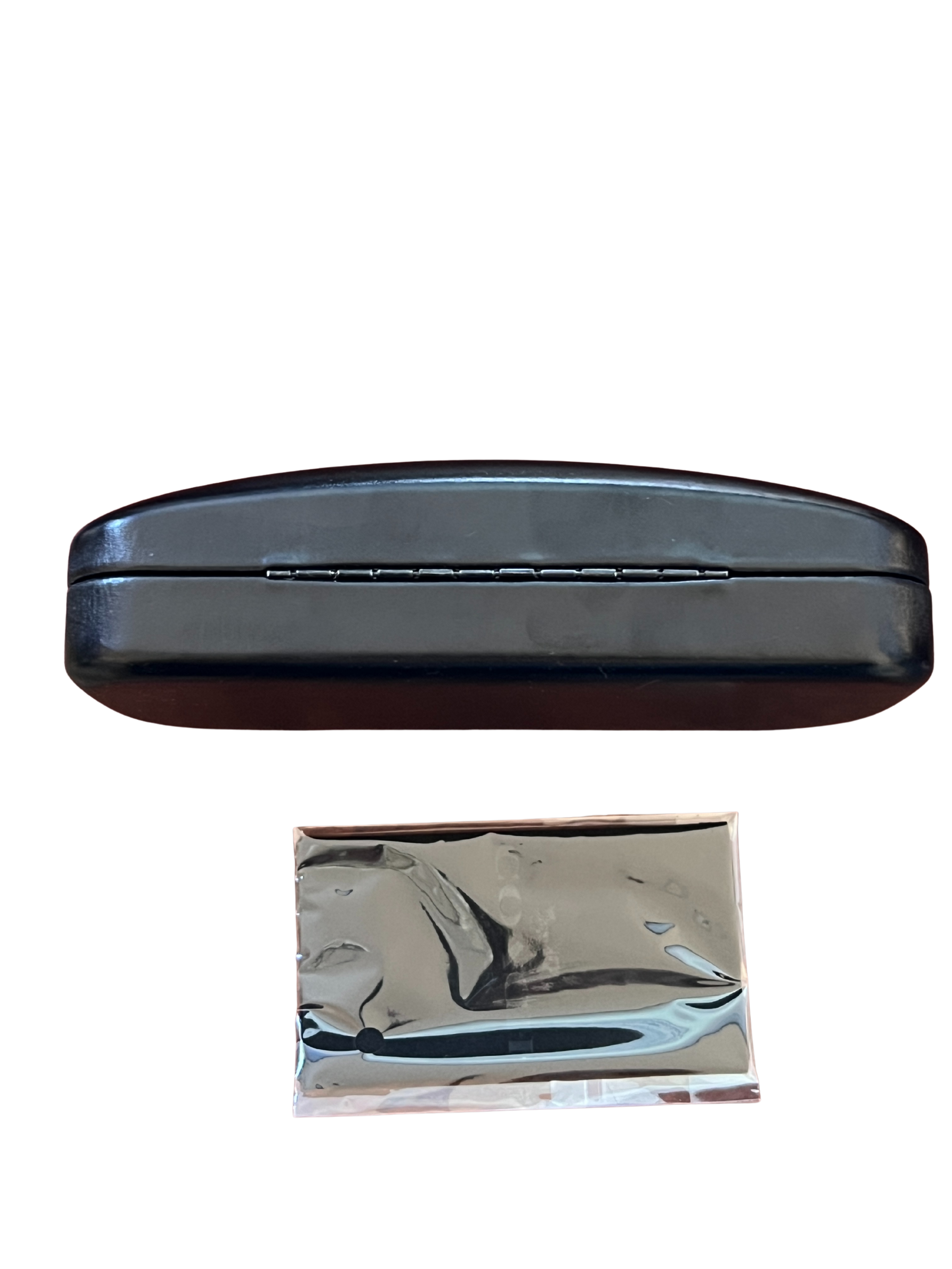 Authentic COACH Glasses Case Hard Shell w/ Sealed Cleaning Cloth – Black Leather-Like Exterior, Velvet Interior