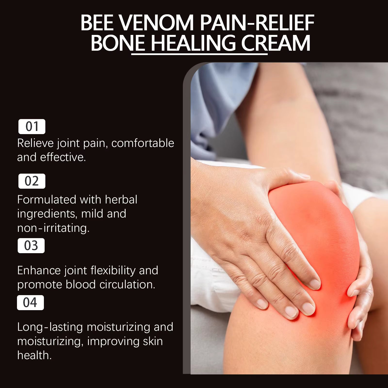 Bee Venom Joint Relief Cream (2-Pack) - 60g Natural Pain Relief Cream with Honey & Glycerin for Arthritis, Muscle Pain & Joint Stiffness