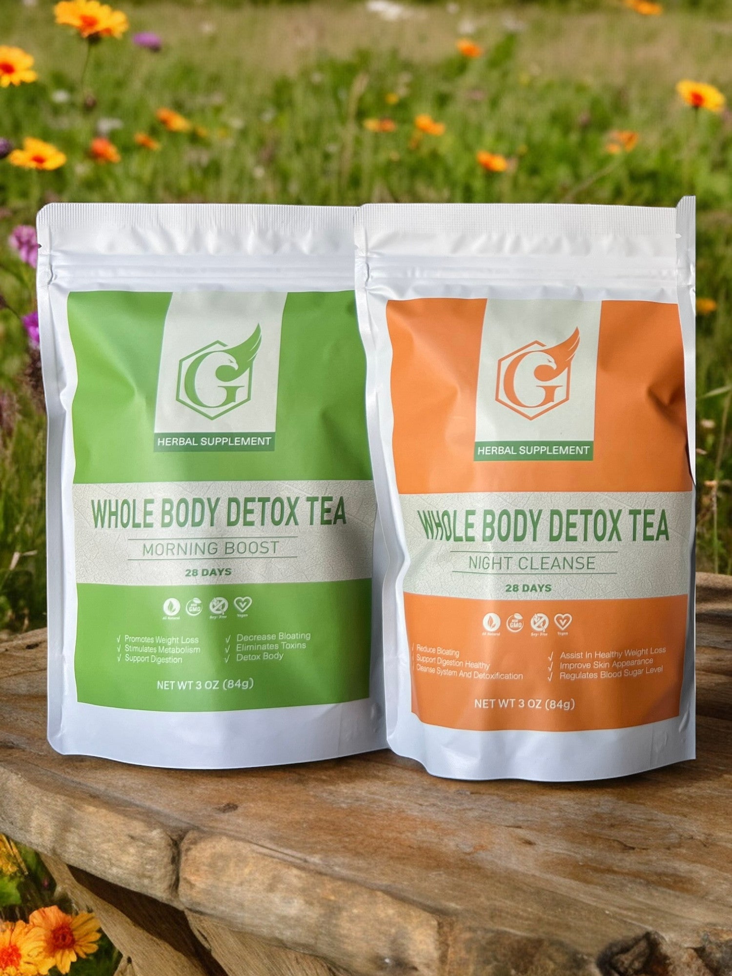 28-Day Whole Body Detox Tea - Morning Boost Detox Tea / Night Cleanse Detox Tea