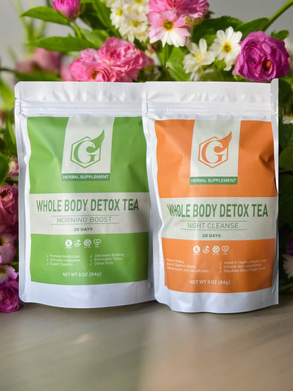 28-Day Whole Body Detox Tea - Morning Boost Detox Tea / Night Cleanse Detox Tea