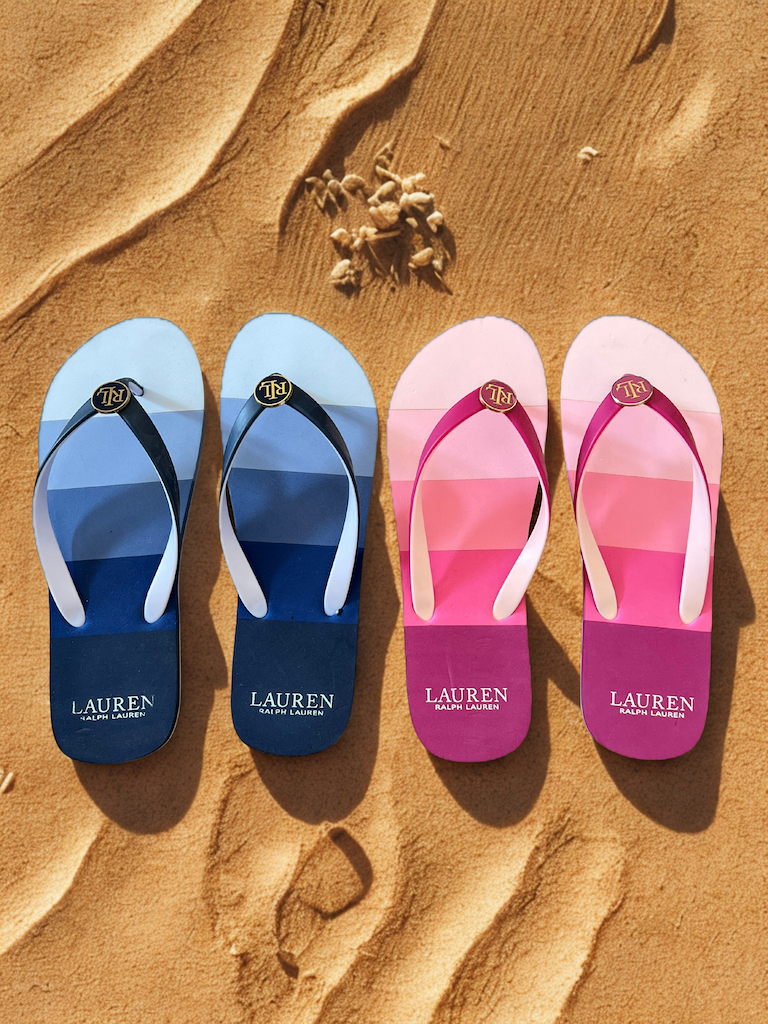 Lauren Ralph Lauren Elissa III Thong Sandals - Hot Pink, Blue, Size 10B