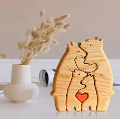 Creative Wooden Bear Family Puzzle: A Charming DIY Home Decor Piece