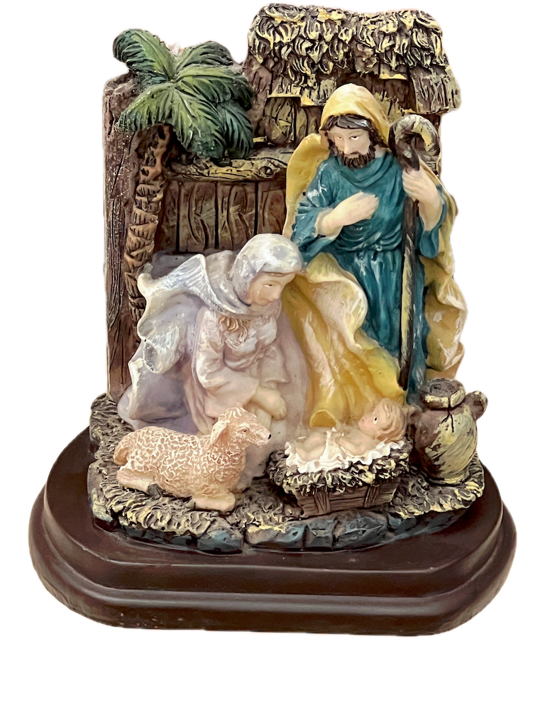 Hand-Painted Nativity Scene Figurine – Mary, Joseph, & Baby Jesus - A Timeless Christmas Centerpiece