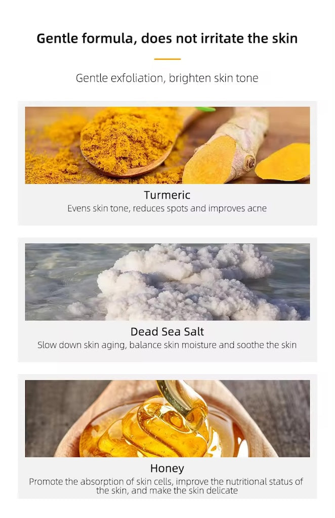 Turmeric Body Scrub Dead Sea Salt Scrub Gentle Moisturizing and Exfoliating Body Scrub Exfoliation Skin Whitening Deep Cleansing, 8oz