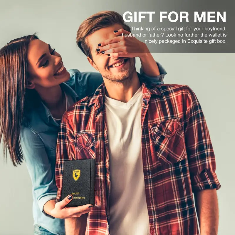 Ultra Slim RFID Blocking Carbon Fiber Wallet for Men – Minimalist Bifold, 11 Card Slots, Durable Microfiber Leather, Gift Box – Compact Credit Card Holder, Stylish Black – Perfect Gift for Dad, Husband, Son, Boyfriend, Friend