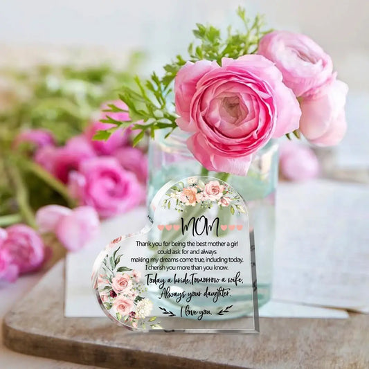 Mother's Day Thank You Mom Acrylic Heart Plaque