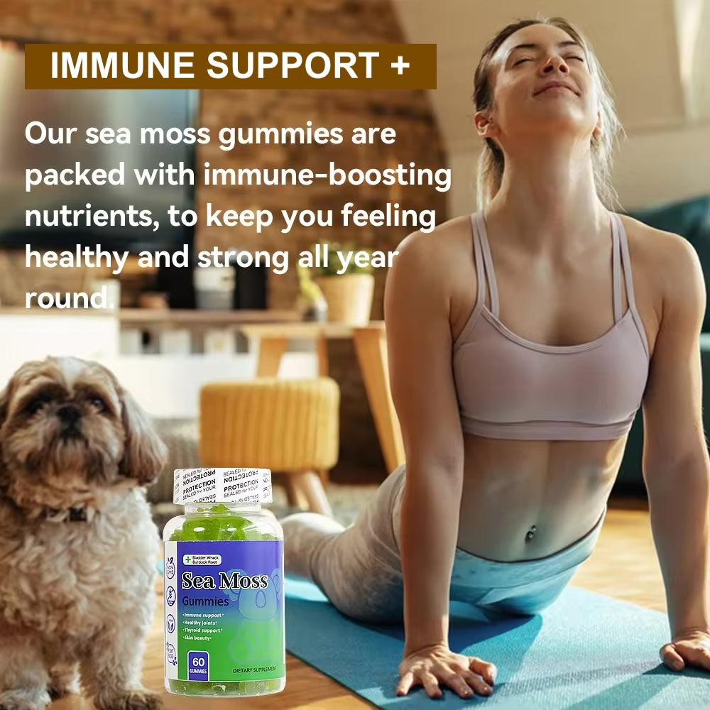 Sea Moss Gummies with Burdock Root and Bladderwrack Supports Immunity Skin & Joint Health – 60 Vegan Gummies