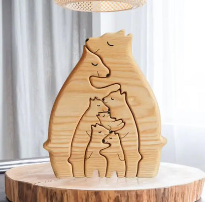 Creative Wooden Bear Family Puzzle: A Charming DIY Home Decor Piece