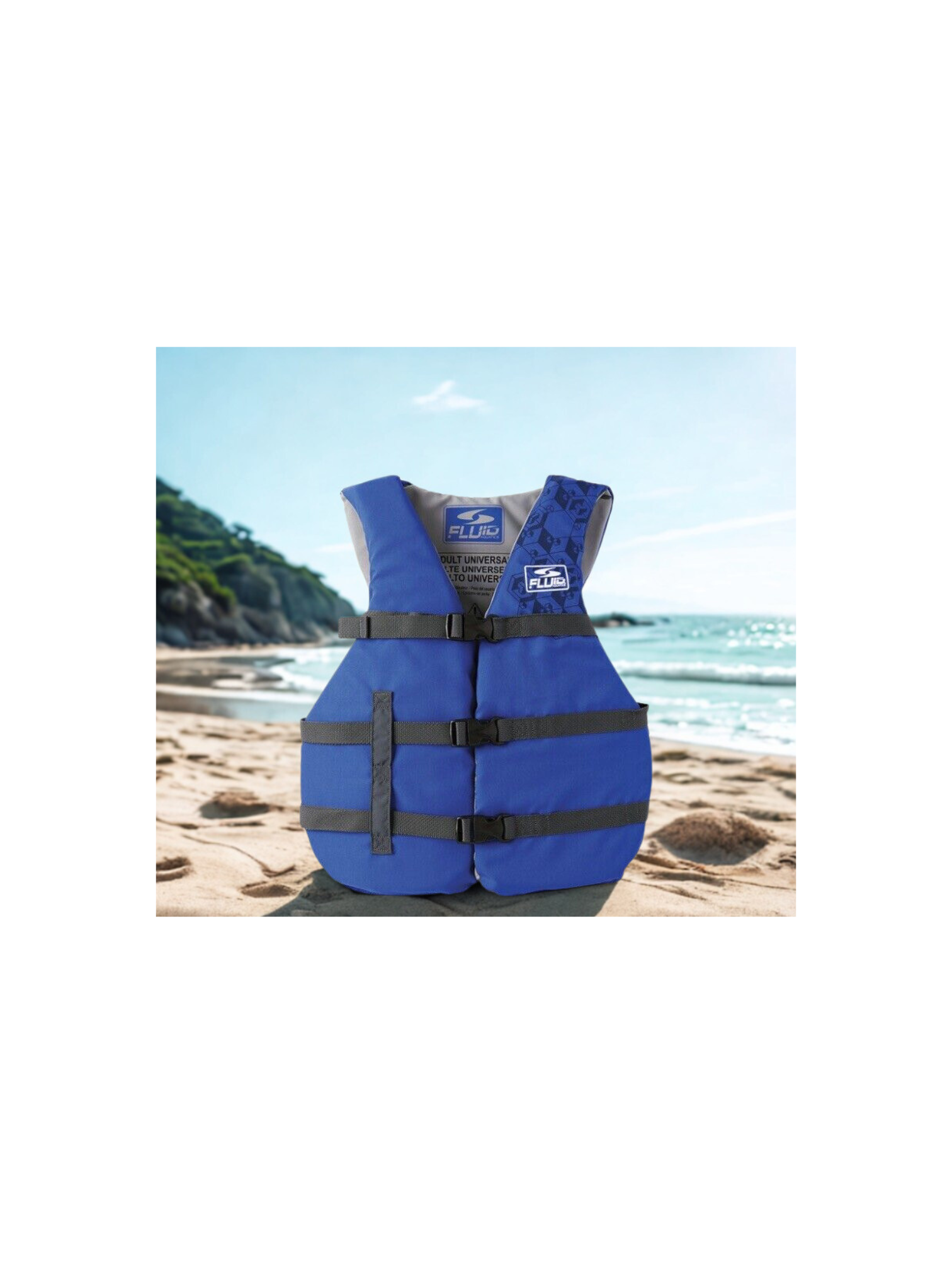 Fluid Aquatics Adult Life Vest with 3 Adjustable Buckles – Universal Fit, USCG-Approved Type III PFD for Boating, Kayaking & Water Sports