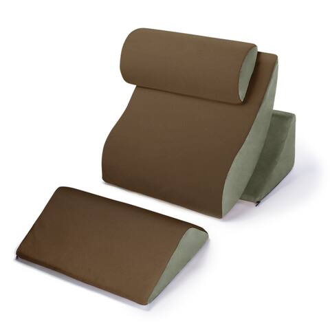 Ultimate Comfort & Relief: Avana 4-Piece Zero Gravity Bed Wedge Pillow System in Mocha-Sage