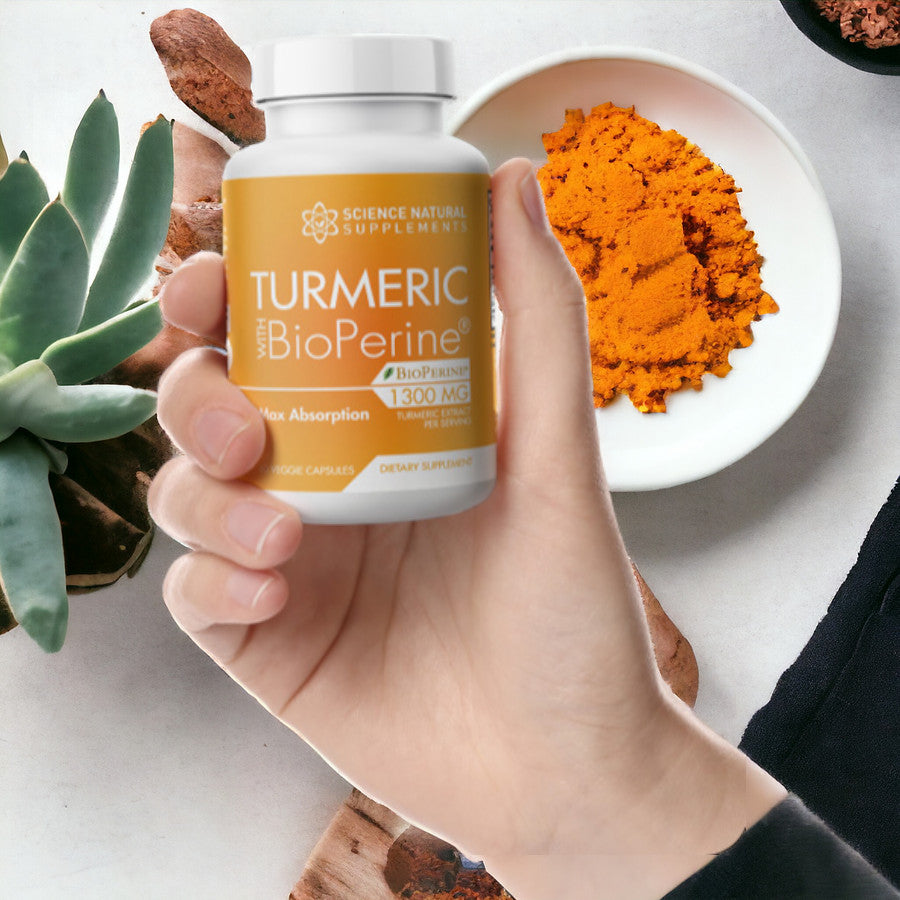 Turmeric Capsules with Curcumin and Bioperine Black Pepper Extract - 60 Veggie Caps – Anti-Inflammatory for Joint Health with 95% Curcuminoids  - Max Absorption Formula